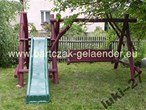 Rustic wooden swing with slide g-43