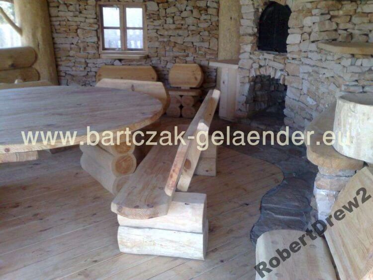 Garden furniture around wood