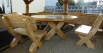 Garden furniture around wood