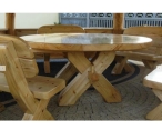 Gartenmöbel Set Rustikal Masiv Holz mit Runder Tisch für 6, 8, 12, 15 Personen, günstig Preise oder einzel Elemente aus Polen